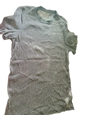 Amazon Men's Metallic Silver Short Sleeve Crewneck Tee
